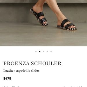 Proenza Schouler Black Leather Strap Espadrille Slides size 8